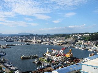 三崎公園第二展望台から小名浜港を望む